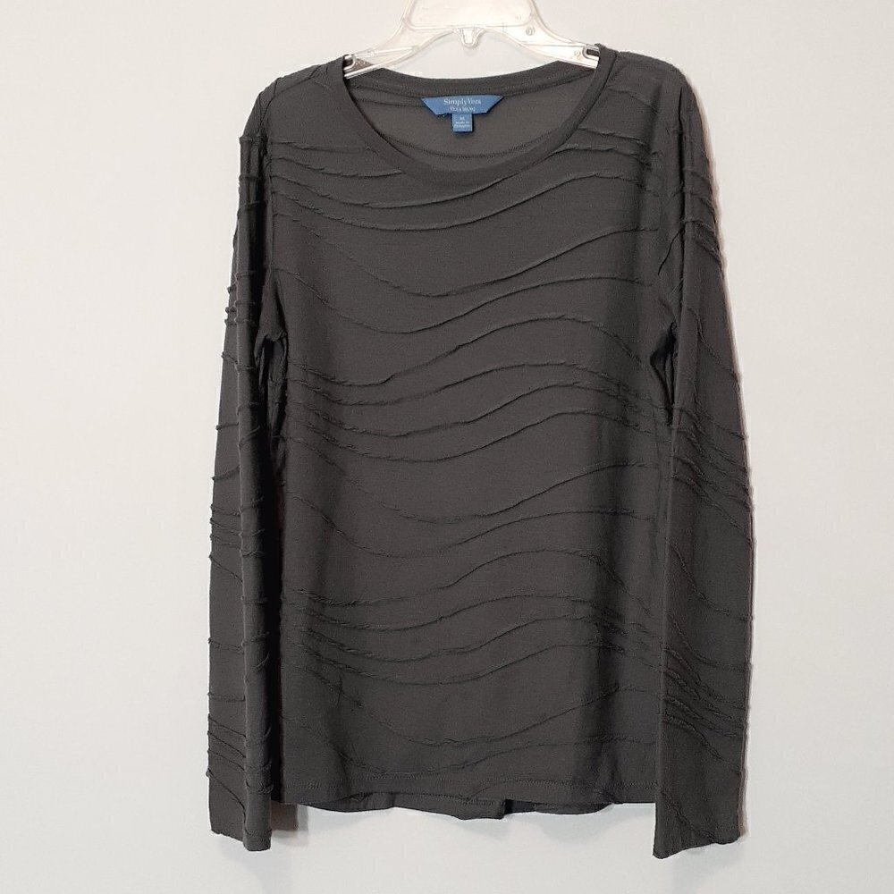 Simply VERA VERA WANG Gray Rayon Knit Pullover Long Sleeve Top; Size Medium